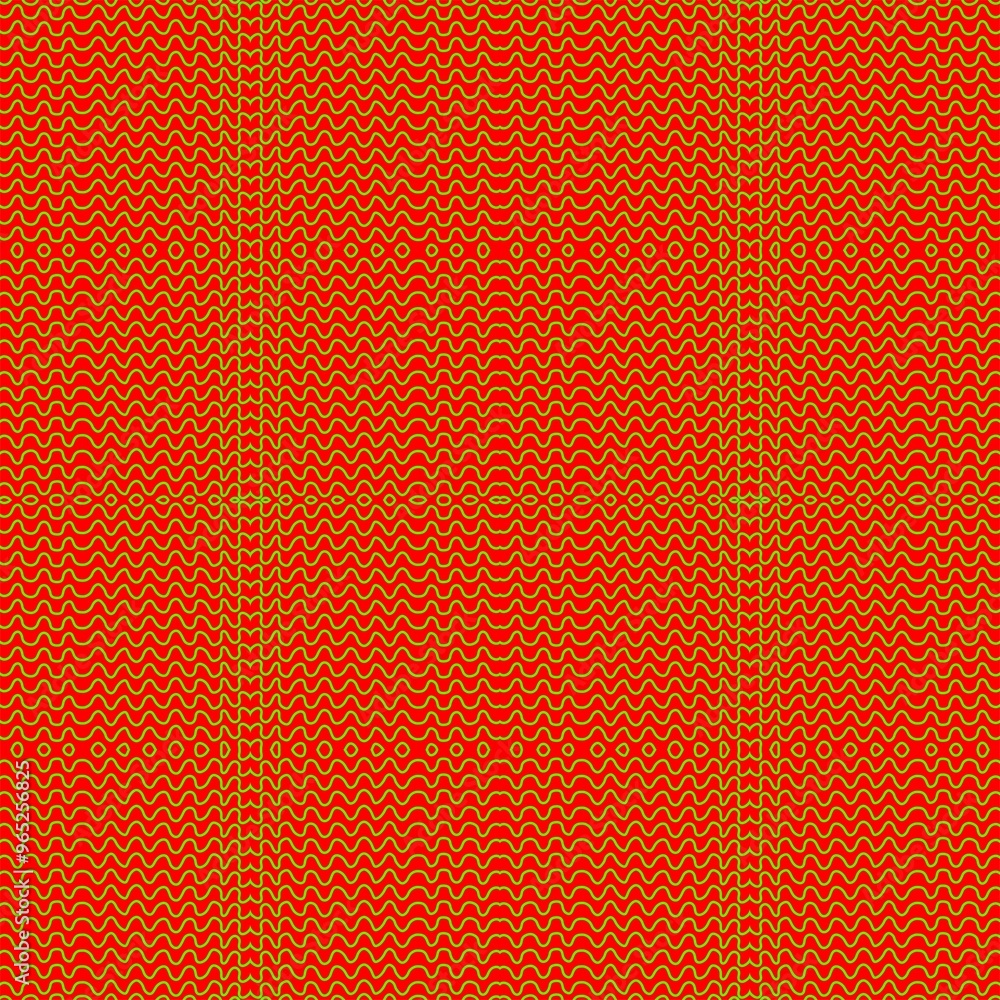 Obraz premium red and green with waves lines seamless pattern for decorating all fashion,fabrics,wallpapers and prints on red background.