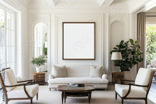 Frame mockup, Poster mockup, classic living room interior, luxury living room interior, frame, sofa