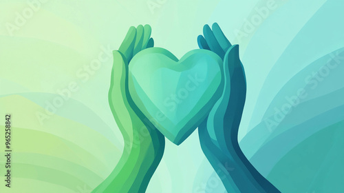 A stylized vector of hands cradling a heart