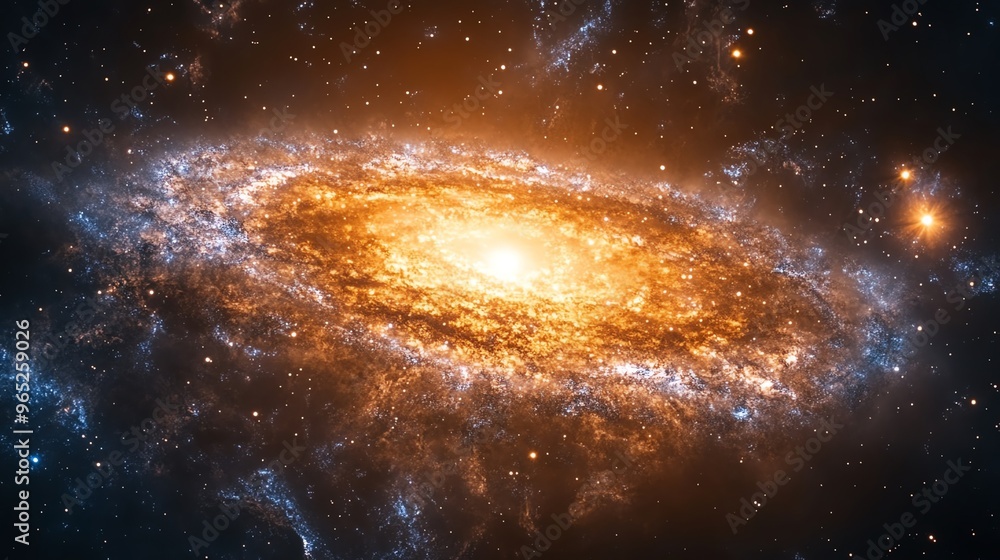 Fototapeta premium Starburst galaxy with a dense core of newly formed stars, stars, cosmic creation