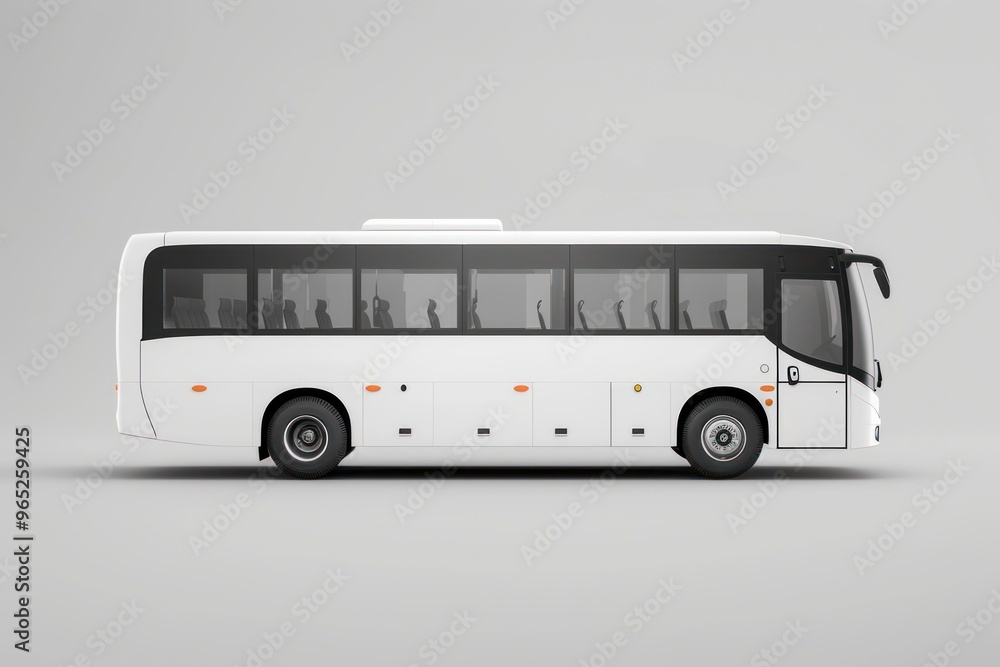 White mockup bus side view mockup on neutral background White mockup bus side view mockup on neutral background