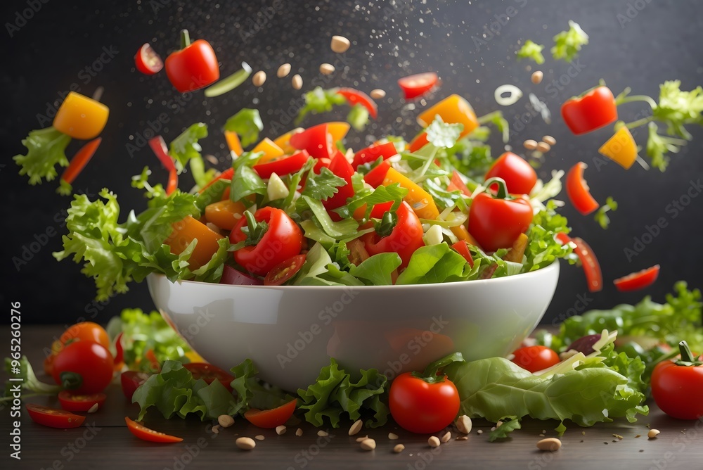 Tasty fresh salad with vegetables in the bowl
Tasty fresh salad with vegetables in the bowl