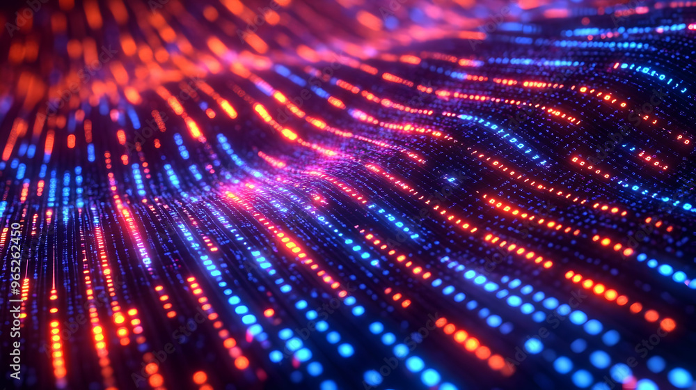Abstract Digital Network Data Flow with Red and Blue Lights Abstract Digital Network Data Flow with Red and Blue Lights