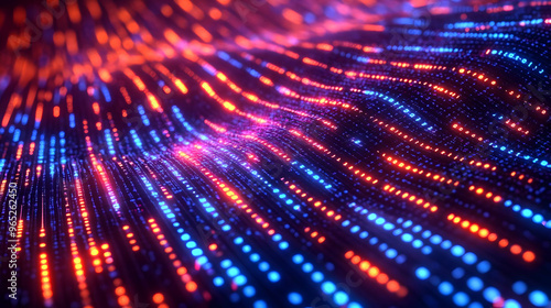 Wallpaper Mural Abstract Digital Network Data Flow with Red and Blue Lights Torontodigital.ca