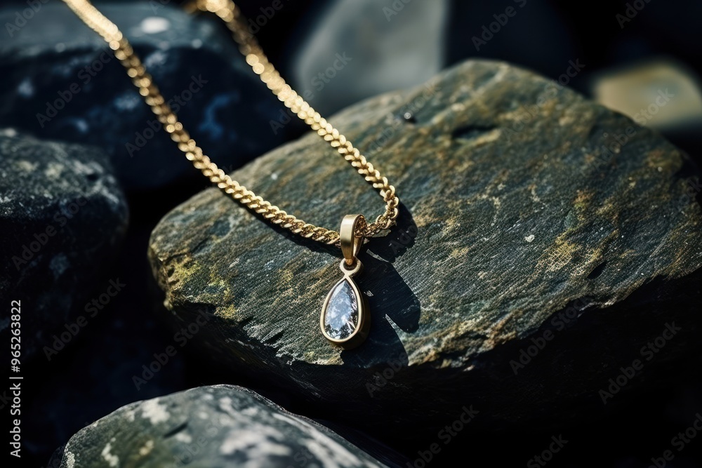 Fototapeta premium Gold chain necklace jewelry pendant.