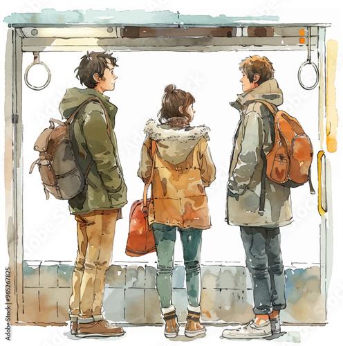 Watercolor illustrator of life in metro