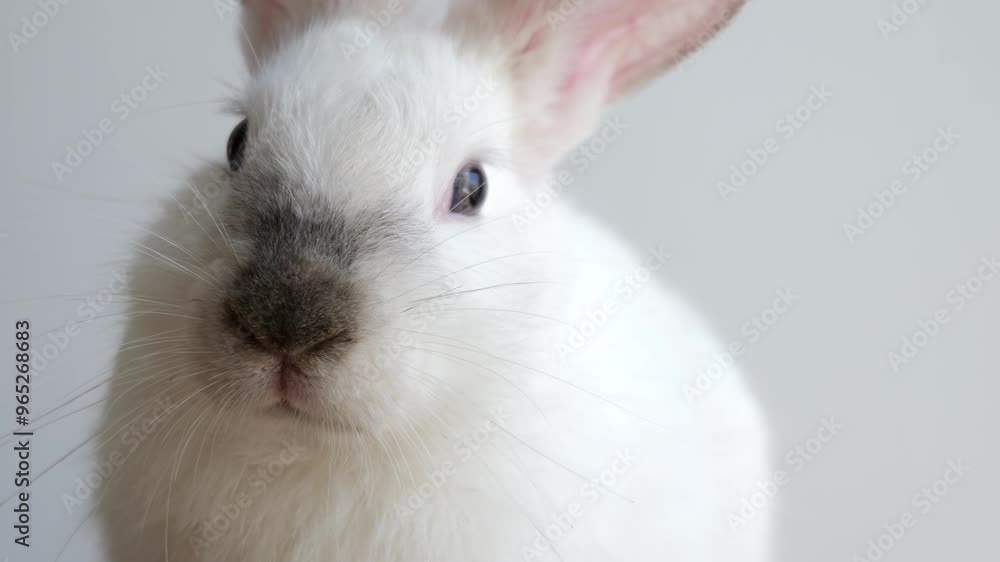 close up of a cute little white rabbit close up of a cute little white rabbit