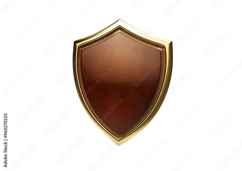 Wooden shield with brass edging and a glossy finish isolated on a transparent background. Wooden shield with brass edging and a glossy finish isolated on a transparent background.