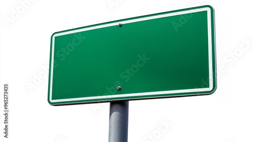 Empty blank green street road sign isolated on white background