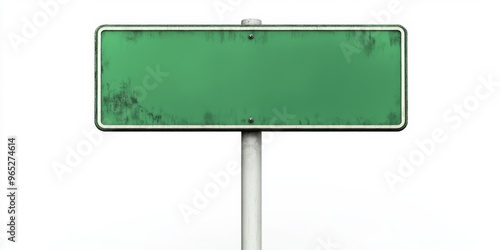 Empty blank green street road sign isolated on white background