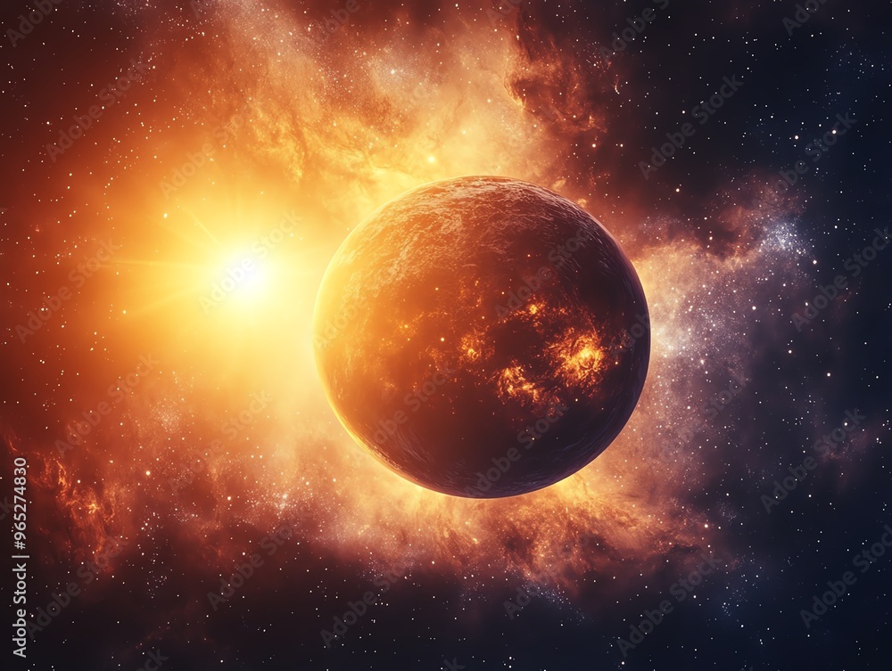 Venus framed by a bright galaxy, the Sun casting a warm glow from the horizon Venus Galaxy Sun, cosmic framing Venus framed by a bright galaxy, the Sun casting a warm glow from the horizon Venus Galaxy Sun, cosmic framing