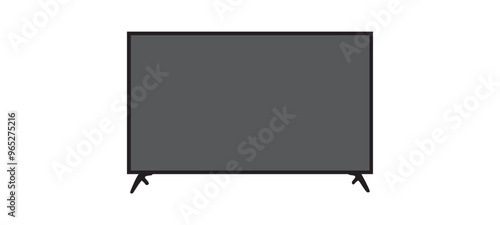 LED TV television. Black television panel. Realistic 3D blank LED smart hdtv display. Vector Illustration.