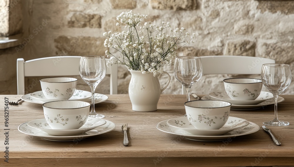 Fototapeta premium Elegant Table Setting with Floral Design.