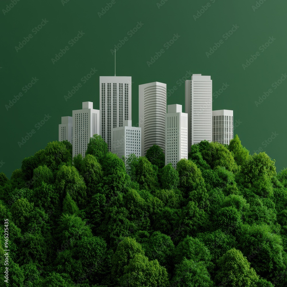 Post-Apocalyptic Urban Jungle - of Nature Reclaiming City Ruins with Copy Space. Post-Apocalyptic Urban Jungle - of Nature Reclaiming City Ruins with Copy Space.