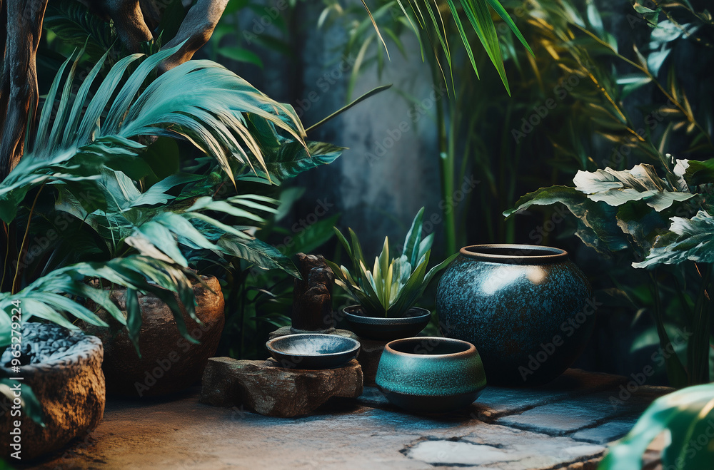 Obraz premium Lush Organic Setup with Deep Natural Tones - Earth's Beauty at Home