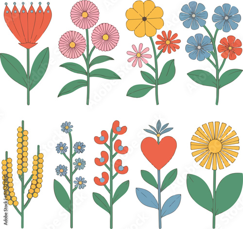 Wallpaper Mural A Set of beautiful blooming flowers from the garden botanical Templet Torontodigital.ca