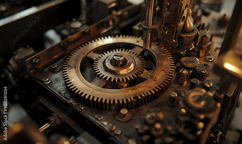 Mechanical Gear with Cog Details in Bronze Tones - The Intricacies of Engineering Mechanical Gear with Cog Details in Bronze Tones - The Intricacies of Engineering
