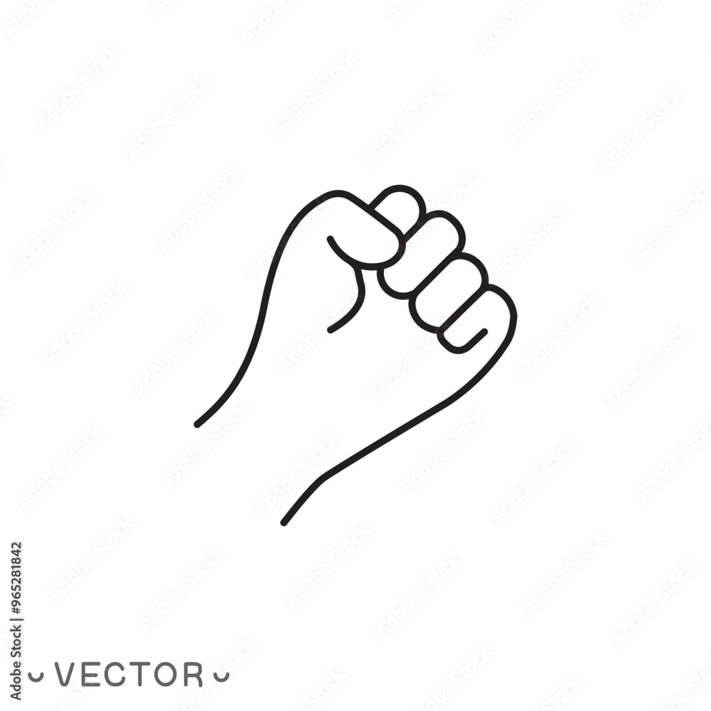 fist hand icon, knock thin line symbol concept isolated on white background, editable stroke eps 10 vector illustration fist hand icon, knock thin line symbol concept isolated on white background, editable stroke eps 10 vector illustration