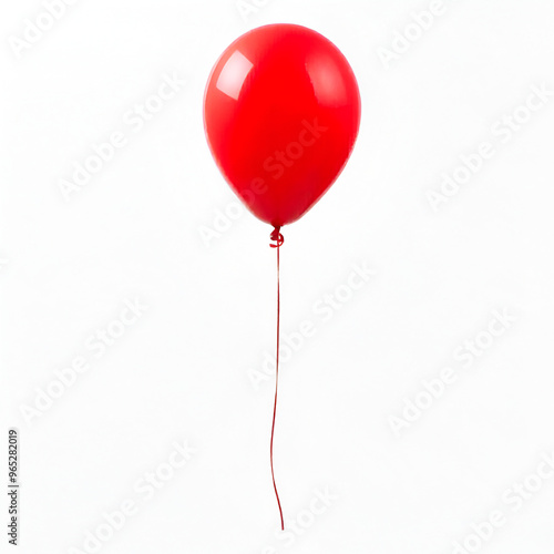  one red balloon floating on white background