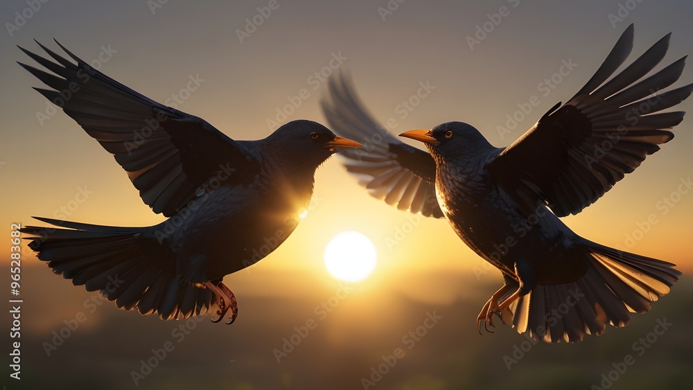 Obraz premium cute couple of birds 