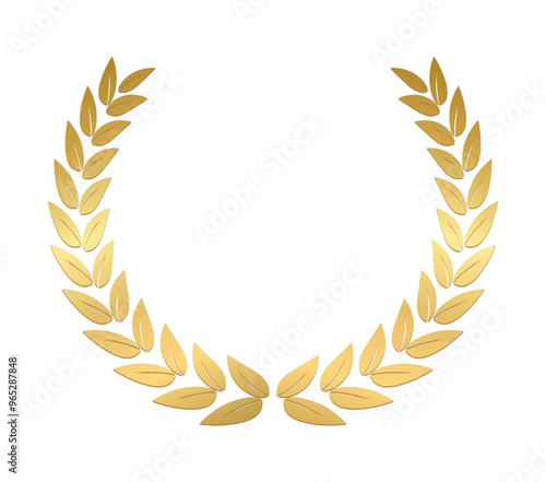 Gold laurel wreath, Golden circular laurel olive branches greek wreath vector illustration, A winner award of olive, stars of victory symbol, achievement heraldry symbol isolated on white background