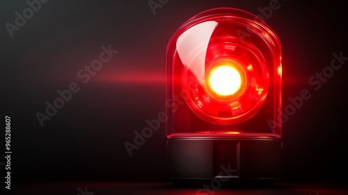 A bright red emergency alarm light flickers quickly against a deep black backdrop, conveying a sense of urgency and crisis.