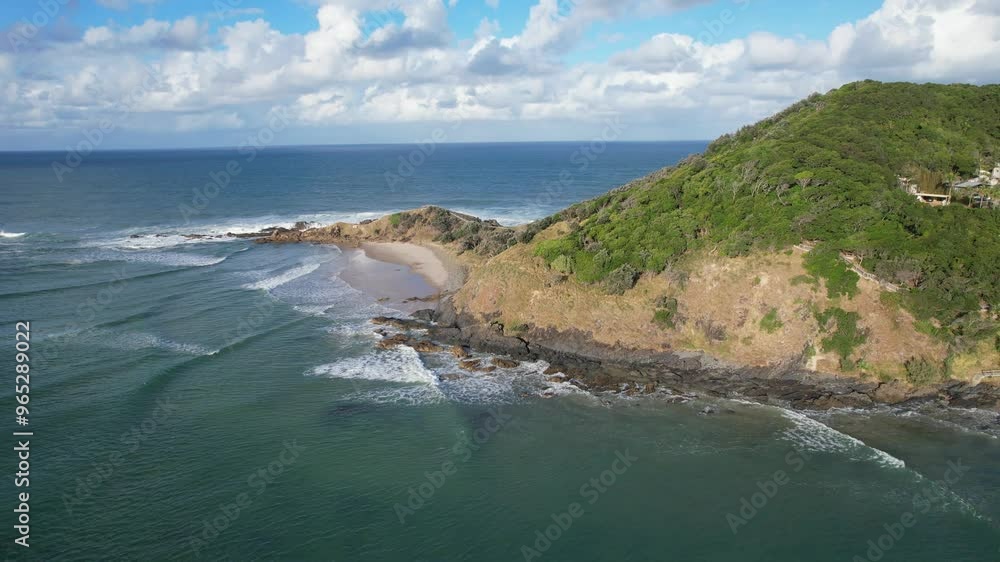 Aerial Shot Of Little Wategos Beach And Cape Byron Headland In NSW, Australia Aerial Shot Of Little Wategos Beach And Cape Byron Headland In NSW, Australia