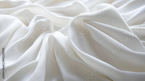 White Textile Banner with Folds, White silk fabric with soft folds. Minimalist texture for design, Background texture for backdrops or mapping, Generative Ai