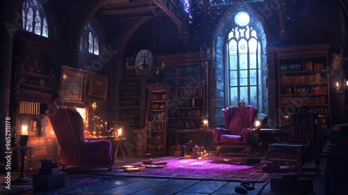 Enchanted Library with a Mystic Glow