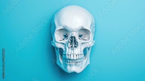 Detailed Anatomical Illustration of Human Skull CT Scan for Medical Reference with Copy Space, 8K High Detail Resolution