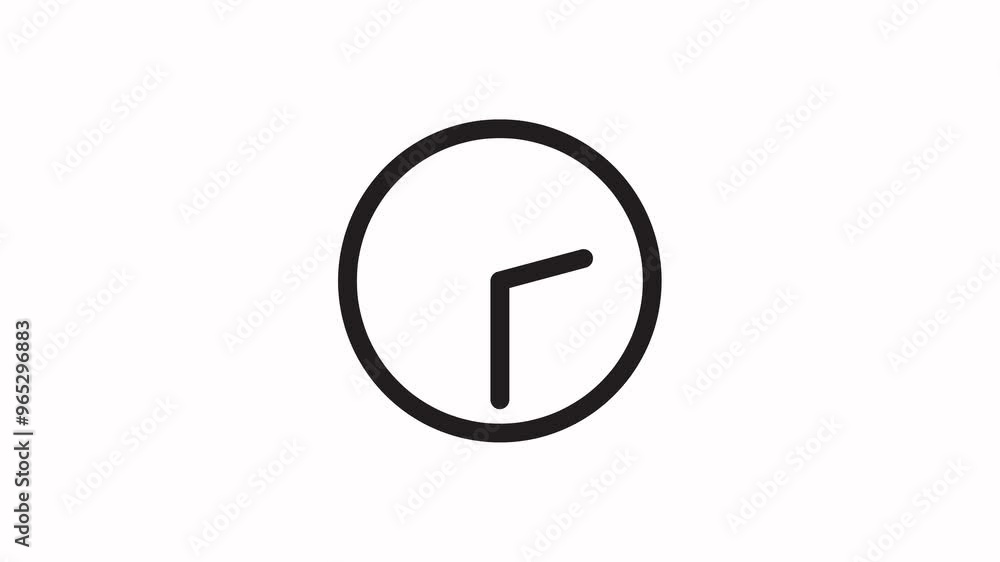 analog clock icon animation on white background with outline styles. analog clock icon animation on white background with outline styles.