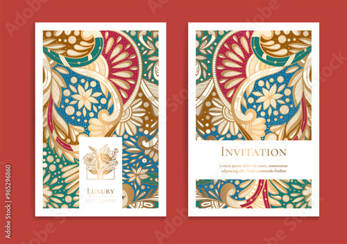 Luxury invitation card design with vector ornament pattern. Vintage template. Can be used for background and wallpaper. Elegant and classic vector elements great for decoration.