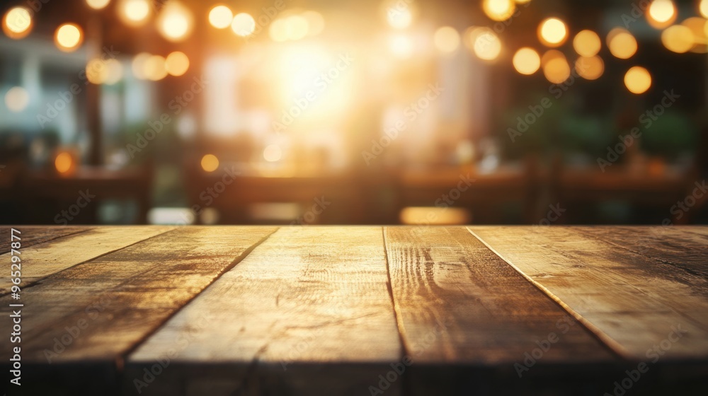 A rustic wooden tabletop is ready for use, surrounded by cozy lighting and a welcoming atmosphere, perfect for gathering A rustic wooden tabletop is ready for use, surrounded by cozy lighting and a welcoming atmosphere, perfect for gathering