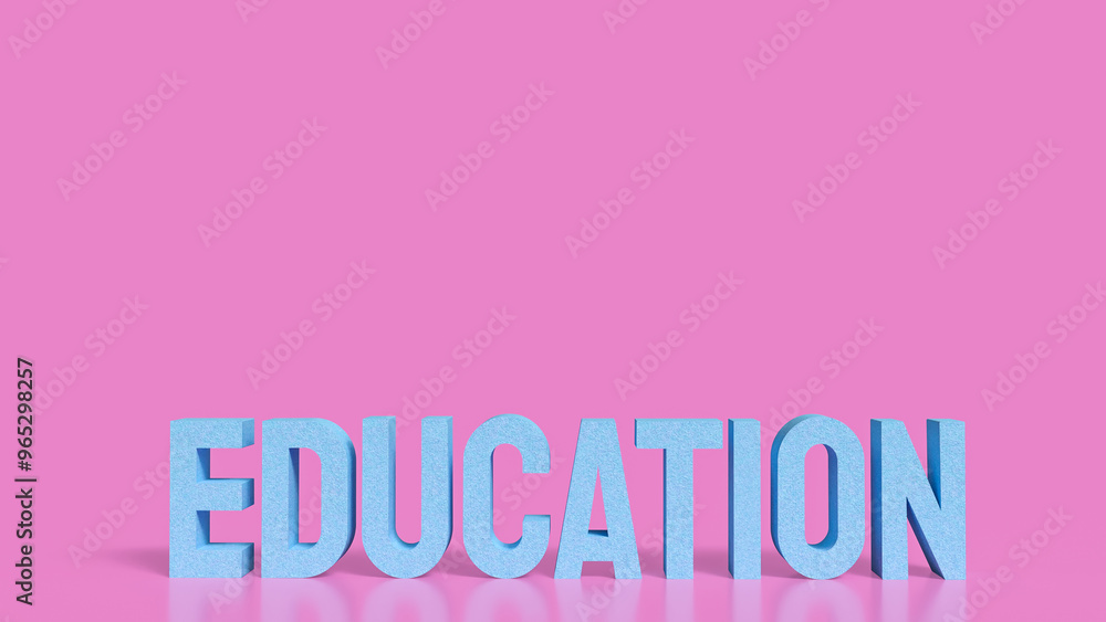 The blue Education text on pink background 3d rendering. The blue Education text on pink background 3d rendering.