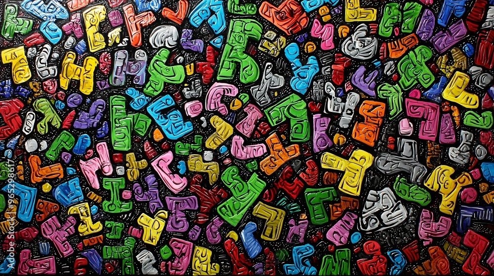 Abstract Colorful Shapes on Black Background Abstract Colorful Shapes on Black Background