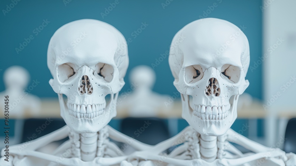 Detailed Anatomy Class Illustration with Skeletal Models in Classroom Setting for Educational Purposes | High Detail 8K Resolution with Copy Space Detailed Anatomy Class Illustration with Skeletal Models in Classroom Setting for Educational Purposes | High Detail 8K Resolution with Copy Space