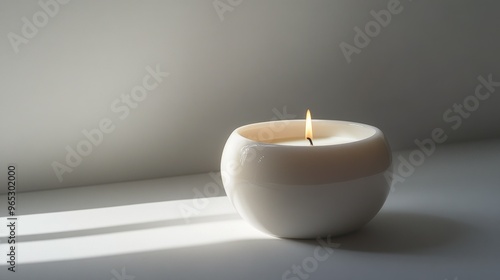 Wallpaper Mural A Single White Candle Burning on a Table Torontodigital.ca