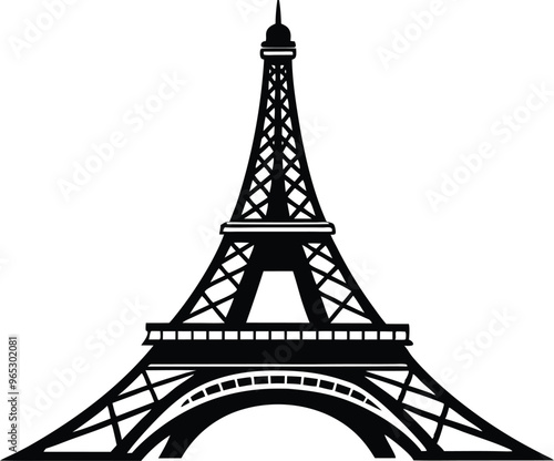 Eiffel tower icon silhouette vector illustration on white background. Olympics Paris