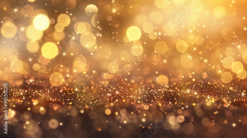 Golden bokeh lights twinkle against a backdrop of glitter, enhancing the enchanting atmosphere of celebration and joy