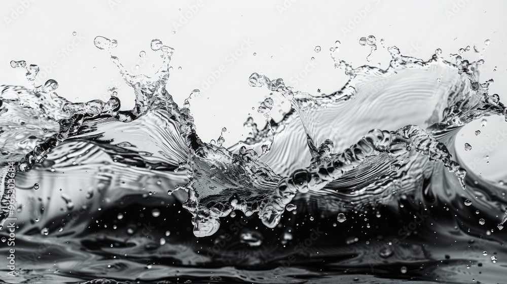 Black water wave splash on white background. Water concept, Isolated on white background. Generative AI.