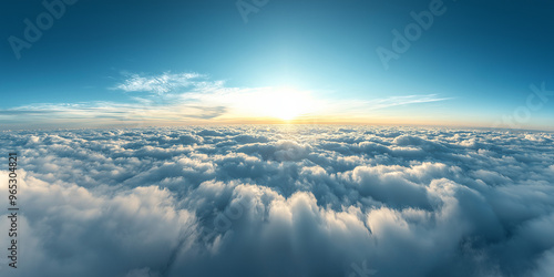 above the clouds panoramic view in the sky