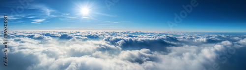 above the clouds panoramic view in the sky