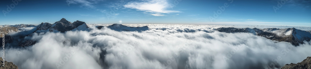 above the clouds panoramic view in the sky above the clouds panoramic view in the sky