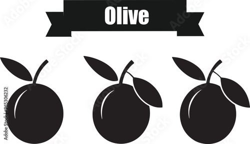 Olive Dark Silhouette Shapes Vector Set