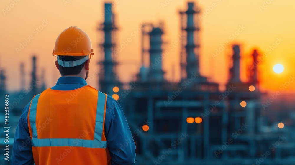 Team of Oil Refinery Workers Planning Next to Machinery in High Detail 8K Image with Copy Space for Text Team of Oil Refinery Workers Planning Next to Machinery in High Detail 8K Image with Copy Space for Text