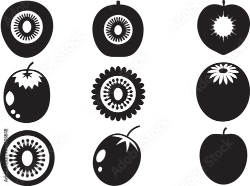 Kiwi Minimalist Black Silhouette Vector Collection