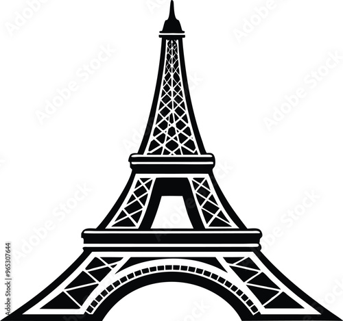 Eiffel tower icon silhouette vector illustration on white background. Olympics Paris