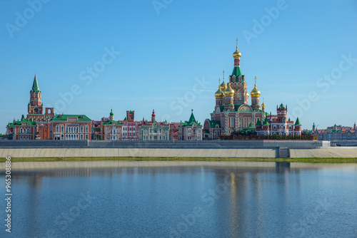 Arkhangelsk Sloboda and Annunciation Cathedral in the early morning, Yoshkar-Ola, Russia photo