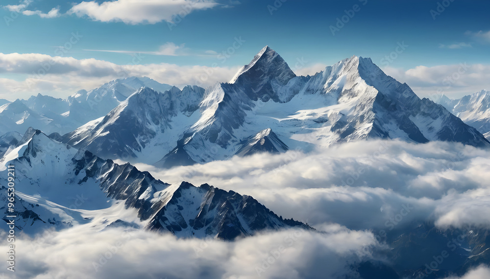 Snow-Covered Winter Mountains with Scenic Alpine Landscape Snow-Covered Winter Mountains with Scenic Alpine Landscape