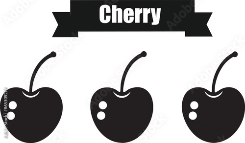 Cherry Minimalist Black Silhouette Vector Collection